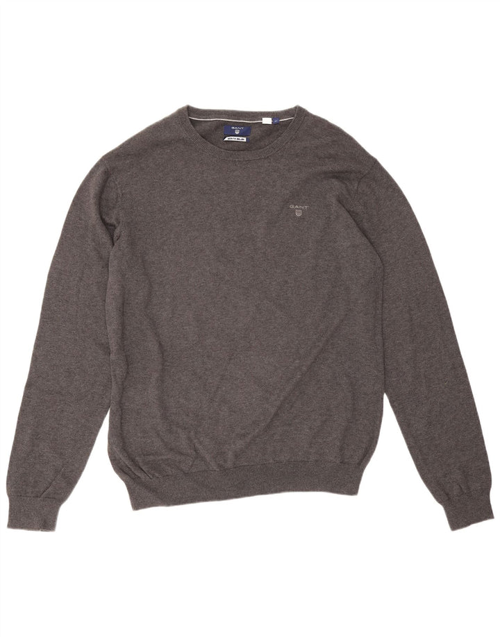 Gant herre sweater med rund hals XL grå bomuld