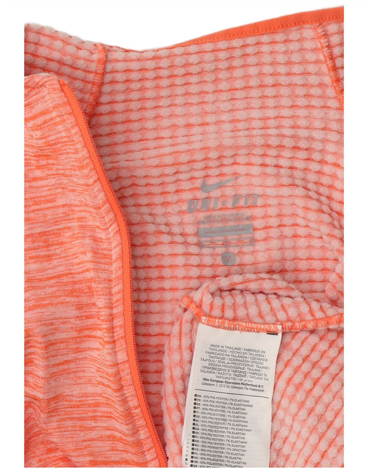 Nike Dame Dri Fit Pullover Træningsdragt Top UK 14 Medium Orange Flecked