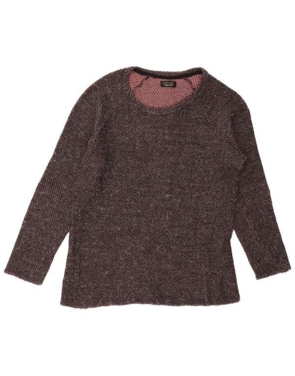 Zara Herre Boat Neck Jumper Sweater Medium Grå Stribet Akryl