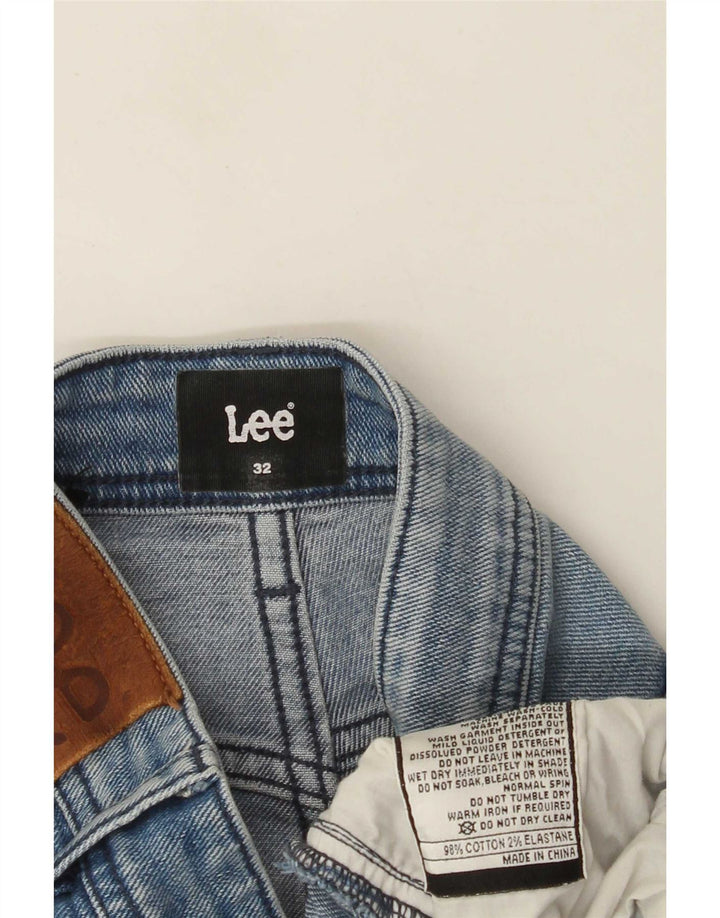 Lee Mens Slim Straight Jeans W32 L33 Blå Bomuld