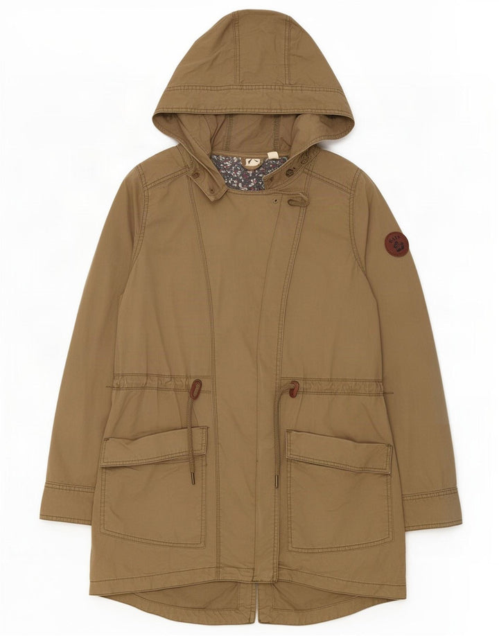 Roxy Dame Hooded Parka Jacket UK 14 Medium Khaki Bomuld