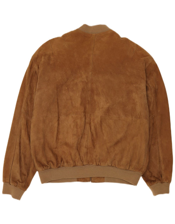 McNeal Mens Suede Bomber Jacket UK 44 2XL Beige Leather