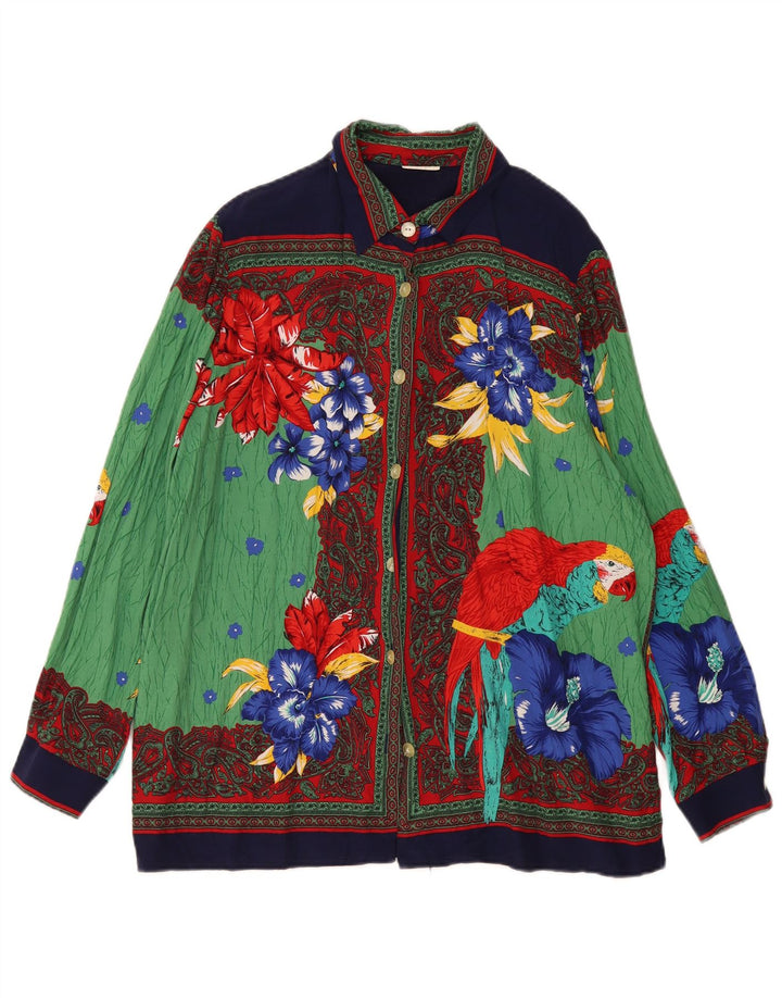 Vintage dameskjorte bluse UK 16 Stor flerfarvet blomster