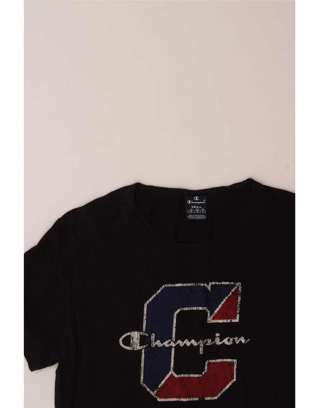 CHAMPION Mens Graphic T-Shirt Top Small Black Cotton Vintage Champion and Second-Hand Champion from Messina Hembry 