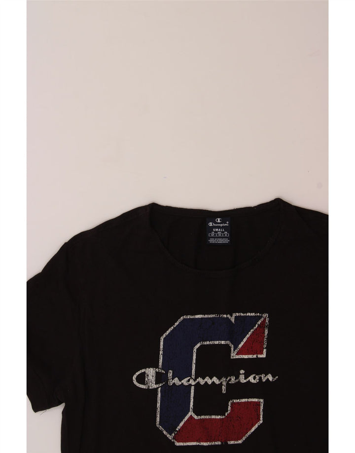 CHAMPION Mens Graphic T-Shirt Top Small Black Cotton Vintage Champion and Second-Hand Champion from Messina Hembry 
