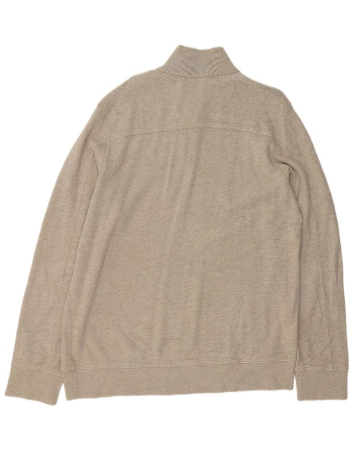 EDDIE BAUER Herre høj lynlås-hals sweater XL Beige bomuld
