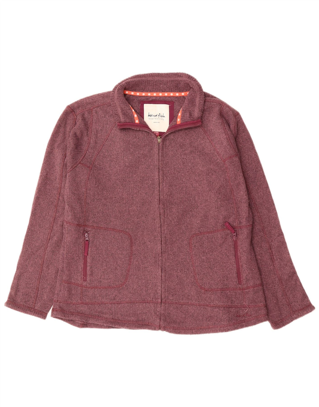 WEIRD FISH Dame oversized cardigan sweater UK 18 XL Burgundy Polyester