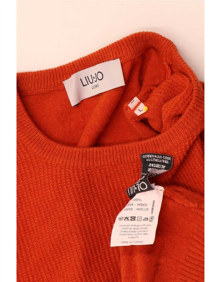 Liu Jo Herre trøje med rund hals, stor orange uld