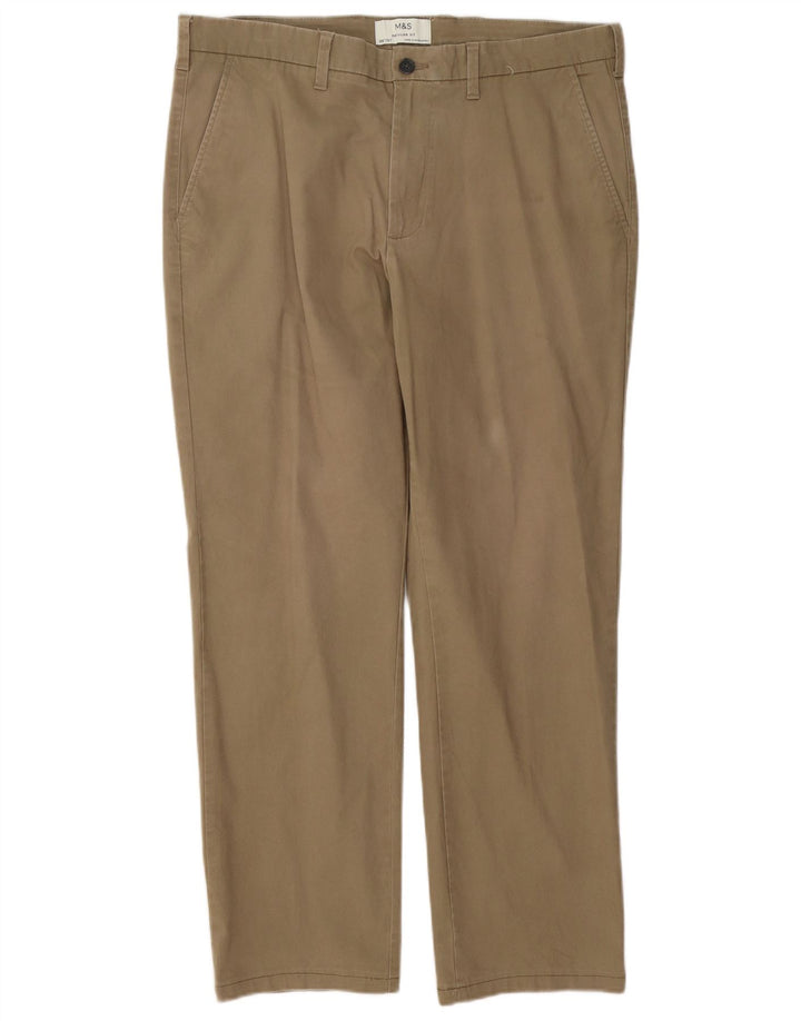 Marks & Spencer Herre Regular Fit Chinobukser W36 L27 Beige Bomuld