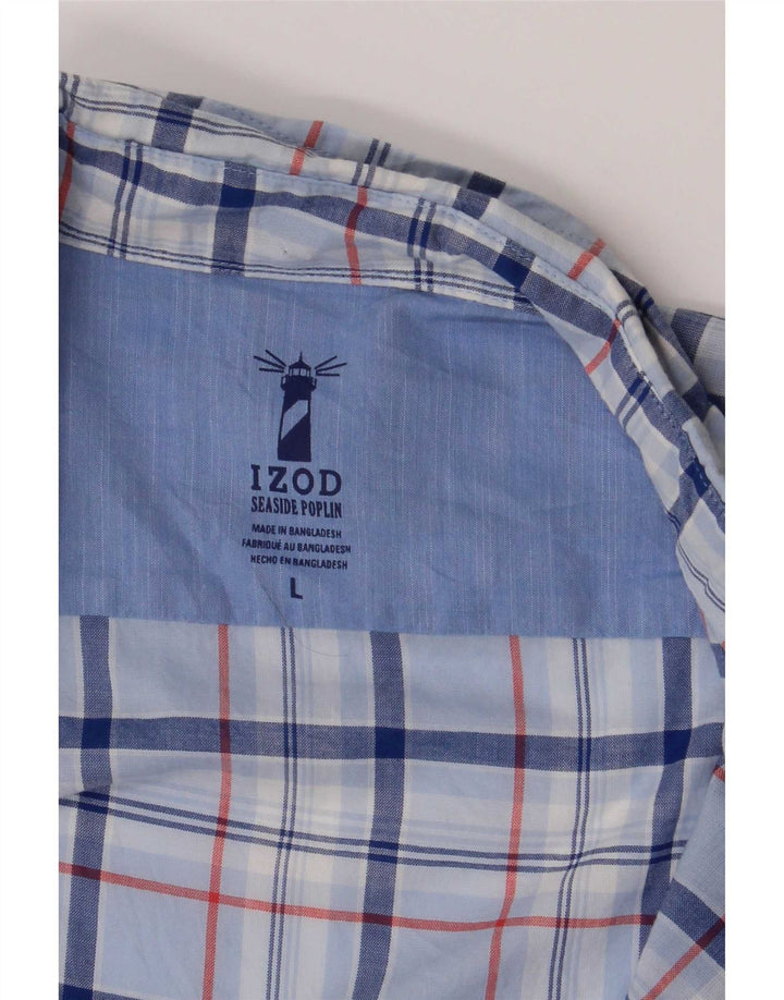 Izod Kortærmet Herreskjorte Stor Blå Ternet