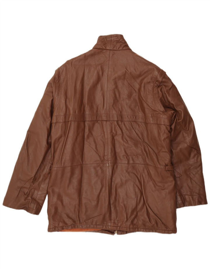 Vintage herre læderjakke IT 54 2XL brunt læder