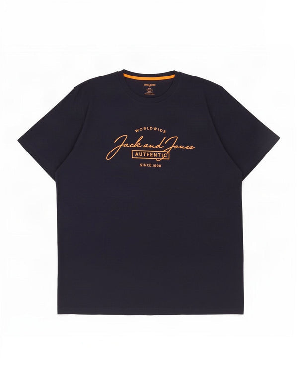 Jack & Jones Herre grafisk T-shirt top 2XL marineblå bomuld