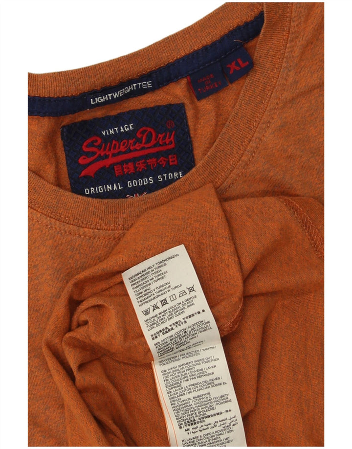 SUPERDRY Herre grafisk T-shirt Top XL Orange Flecked Bomuld