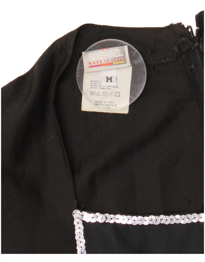 STEFANEL Dame Maxikjole UK 12 Medium Sort Bomuld