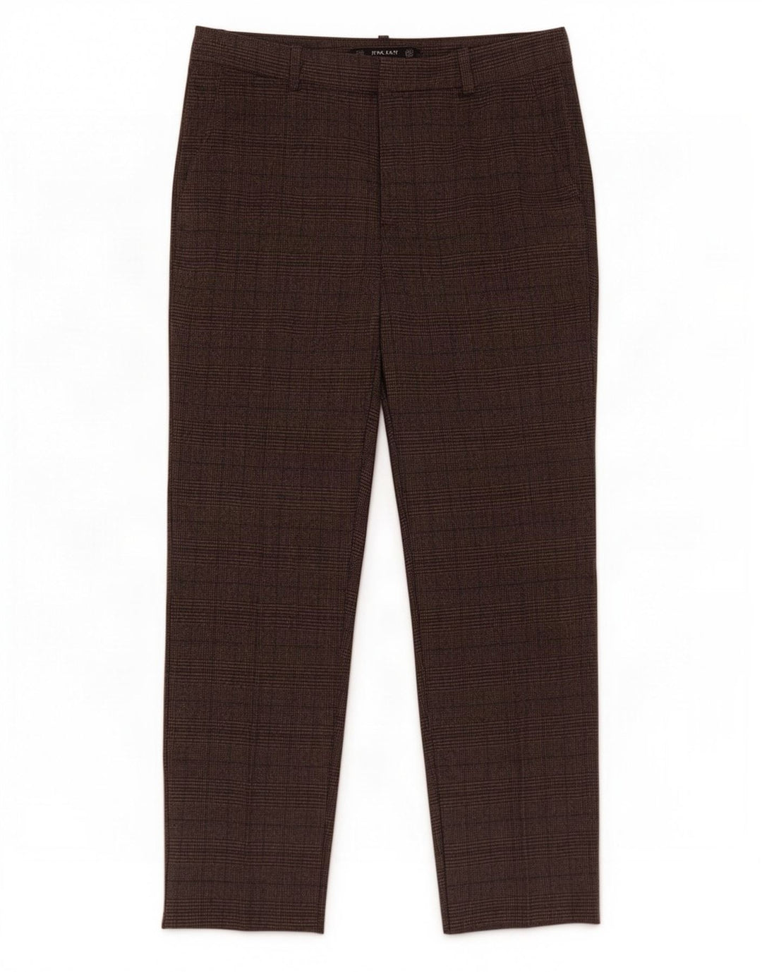 Zara Dame Cropped Trousers Medium W28 L25 Brun Plaid Polyester