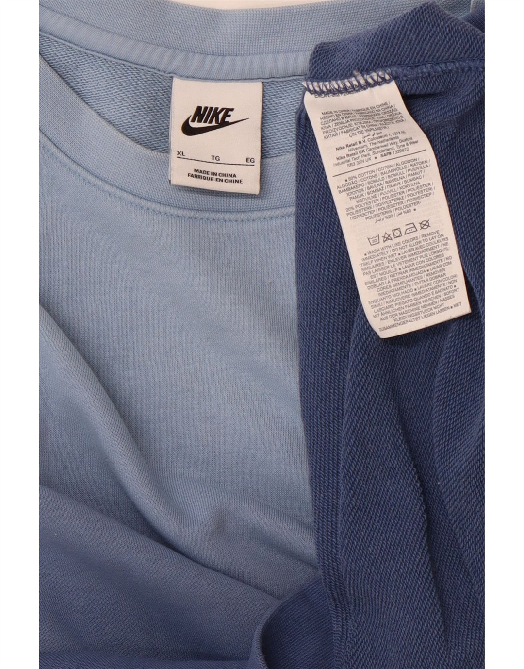 NIKE Sweatshirt Jumper til mænd XL Blå Colourblock Bomuld