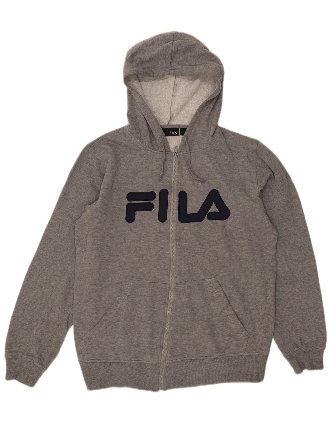 Fila Herre grafisk hættetrøje med lynlås, lille grå flækket polyester