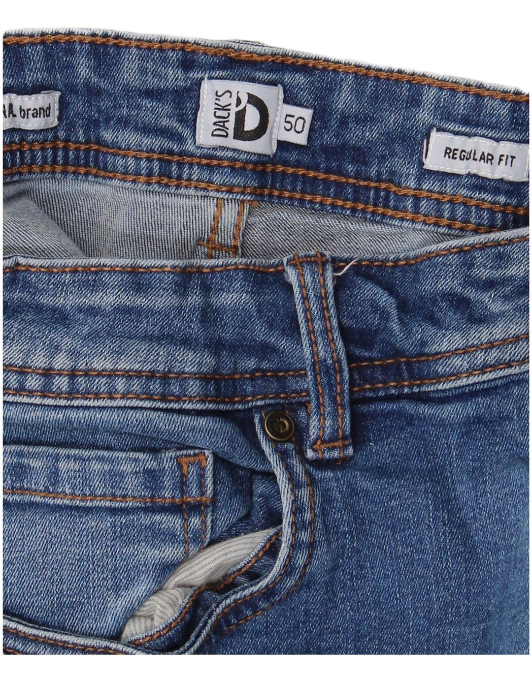 DACK'S Dame Mid Rise Regular Straight Jeans IT 50 XL W32 L27 Blå
