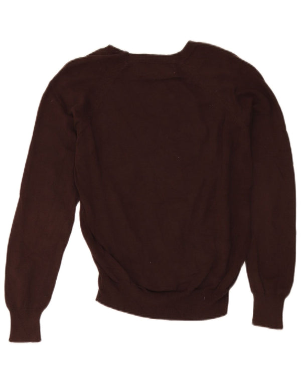 Zara Womens Crop V-hals sweater UK 10 Small Brown Argyle/Diamond