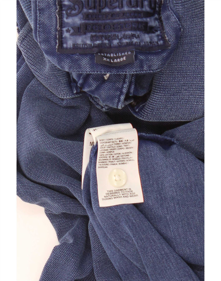 Superdry herre poloshirt 2XL blå bomuld