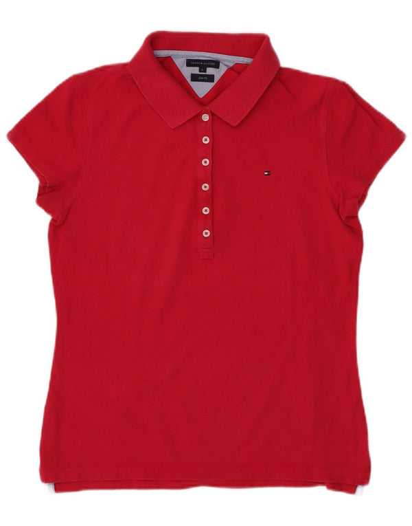 Tommy Hilfiger Dame Slim Fit Polo Shirt UK 14 Large Pink Bomuld