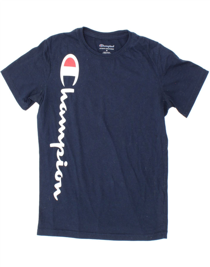 CHAMPION Boys Graphic T-Shirt Top 10-11 Years Medium Navy Blue Vintage Champion and Second-Hand Champion from Messina Hembry 