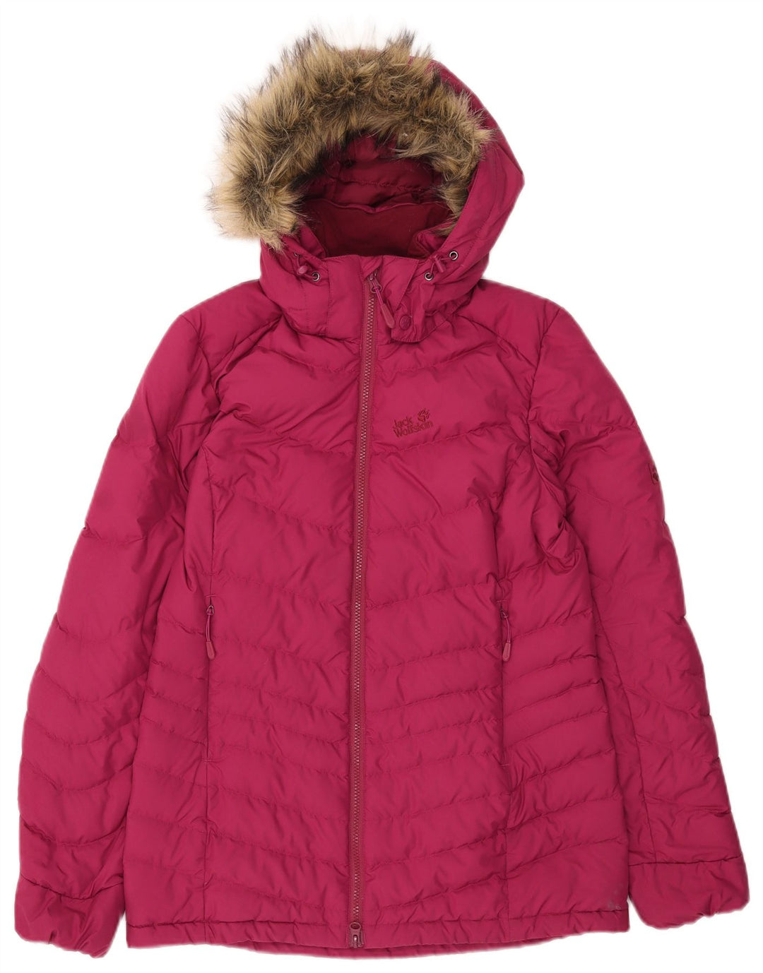 Jack Wolfskin Polstret jakke med hætte til kvinder UK 8/10 Small Pink Polyester