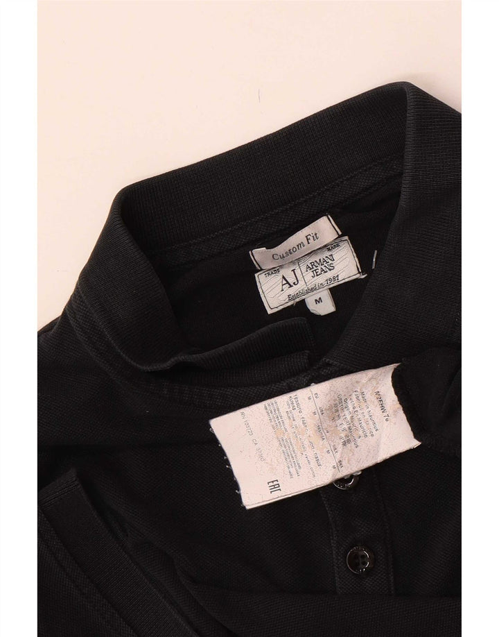 Armani Jeans Herre Custom Fit Polo Shirt Medium Sort Bomuld