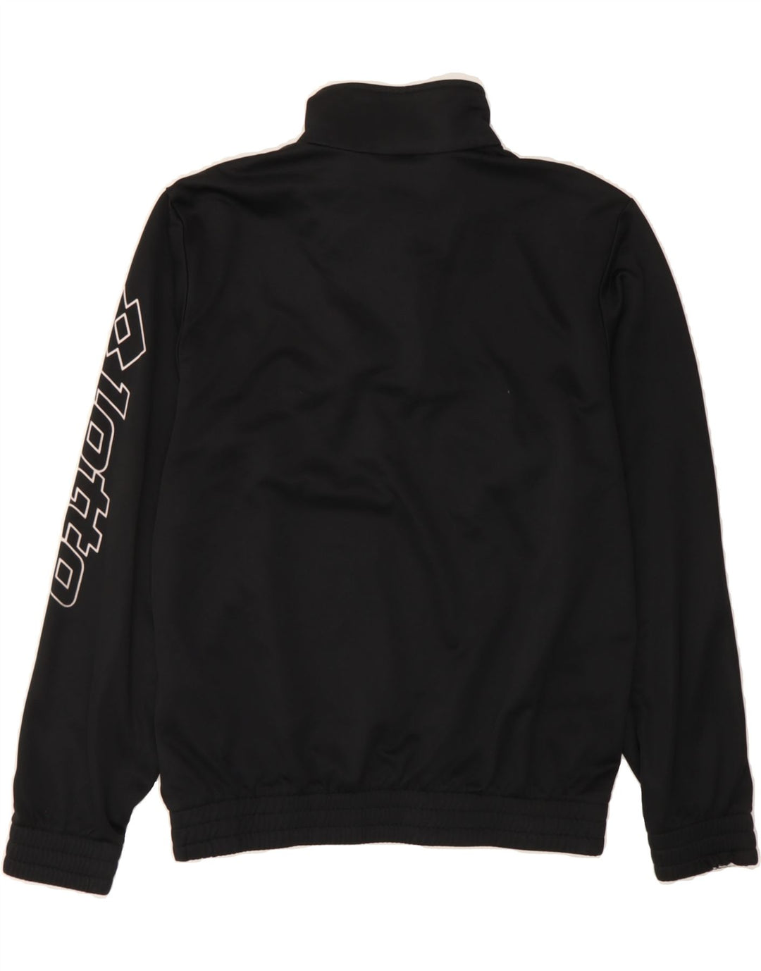 LOTTO Mens Graphic Zip Neck Pullover Tracksuit Top Medium Black Polyester Vintage Lotto and Second-Hand Lotto from Messina Hembry 