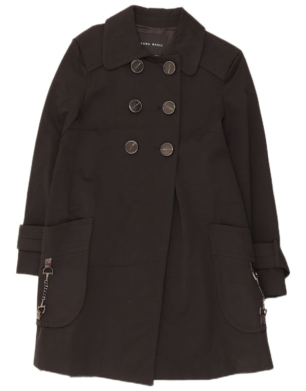 Zara Herre Trench Coat UK 40 Stor Sort Bomuld