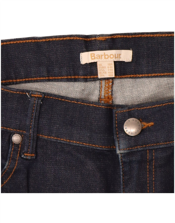 BARBOUR Dame Straight Jeans UK 18 XL W34 L28 Marineblå Bomuld