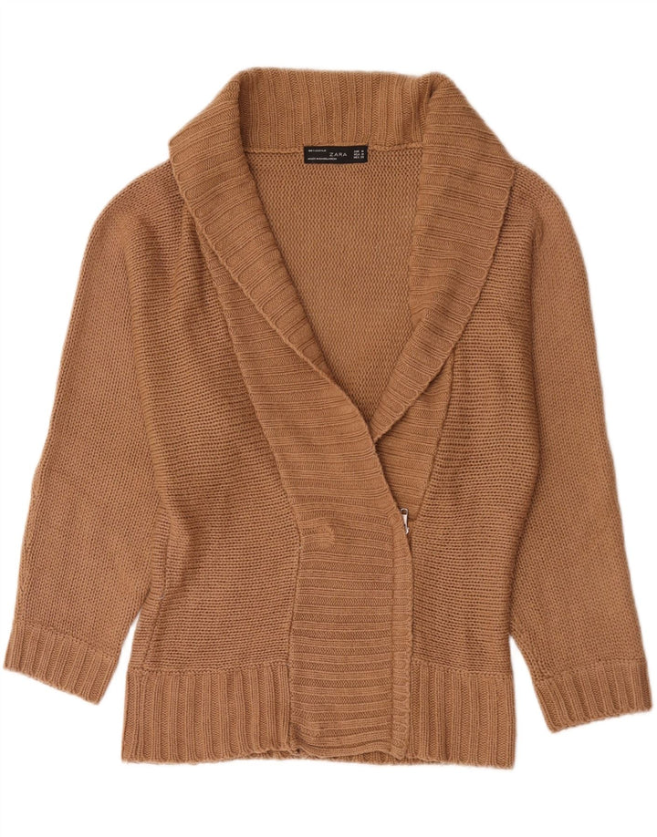 Zara Dame Cardigan Sweater UK 14 Medium Brun