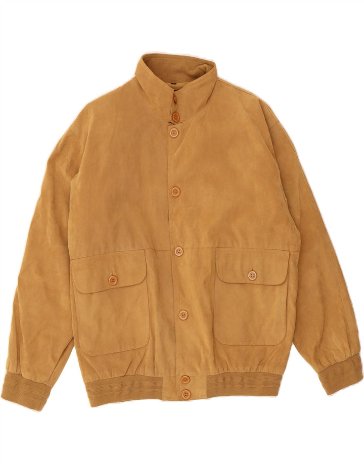 OCCHI & BELLI Mens Bomber Jacket UK 40 Large Brown Polyester Vintage Occhi & Belli and Second-Hand Occhi & Belli from Messina Hembry 