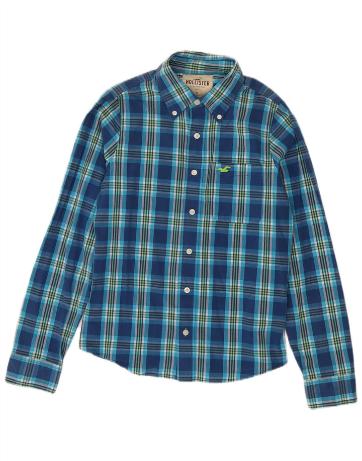 Hollister herreskjorte lille blå plaid bomuld