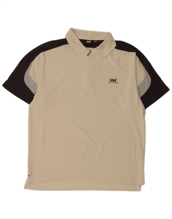 Helly Hansen Polo Shirt til mænd XL Off White Colourblock Nylon