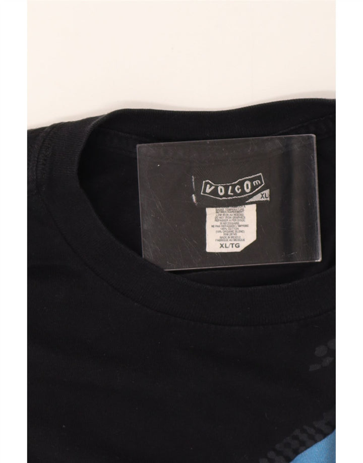 VOLCOM Herre Grafisk T-Shirt Top XL Sort Bomuld