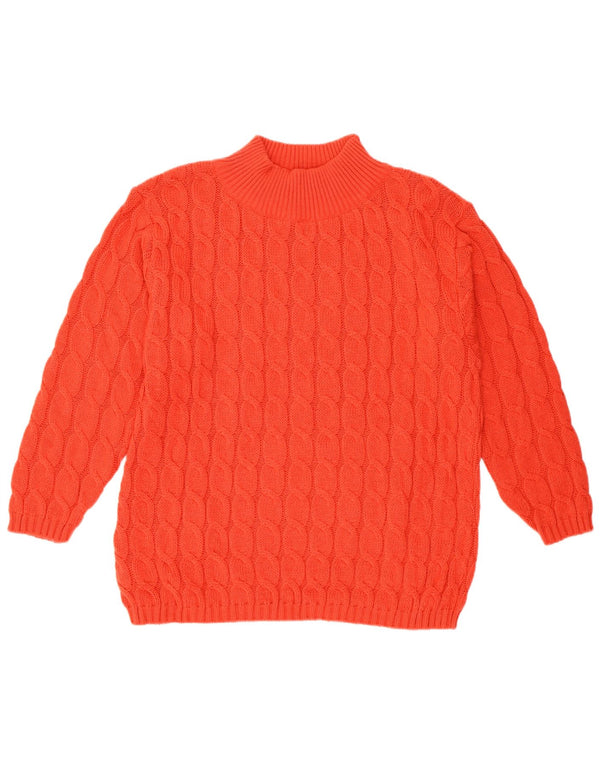 VINTAGE Dame Turtle Neck Sweater UK 14 Medium Rød Uld