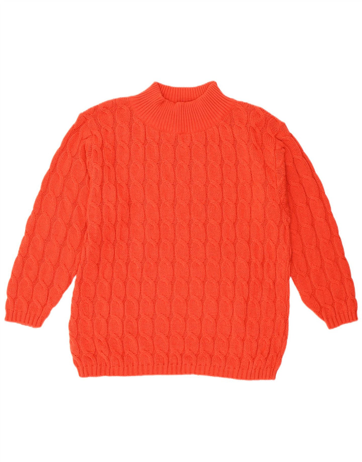 VINTAGE Dame Turtle Neck Sweater UK 14 Medium Rød Uld
