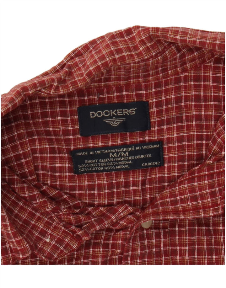 Dockers kortærmet herreskjorte Medium rød ternet bomuld