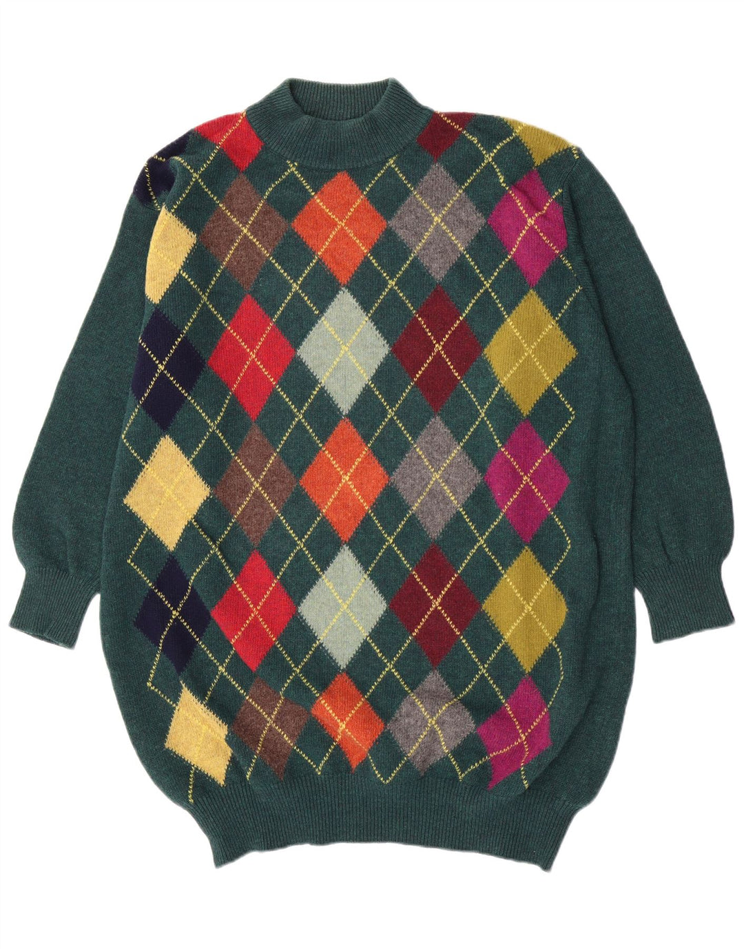 Benetton Dame Oversized Turtle Neck sweater IT 48 XL Grøn