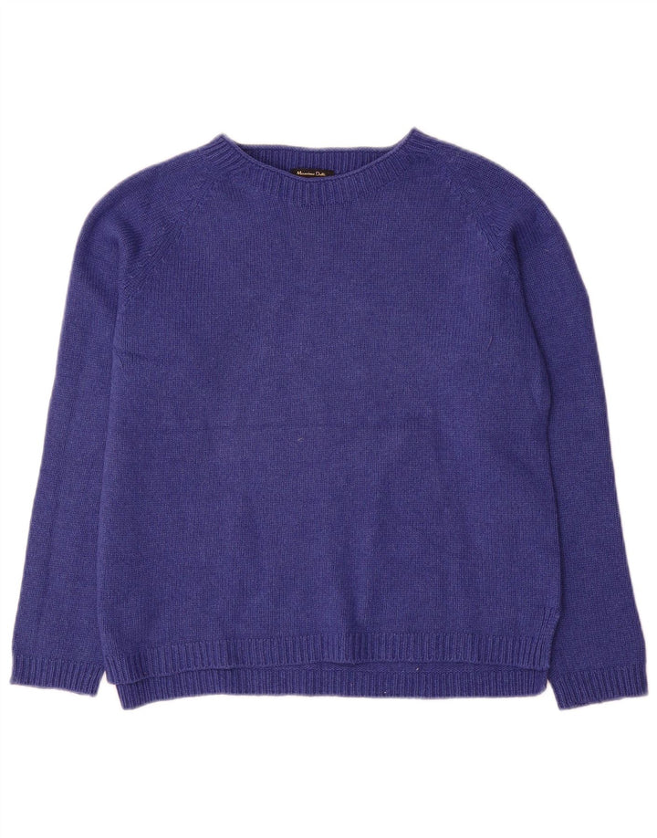 Massimo Dutti Dame Boat Neck Jumper Sweater UK 16 Large Navy Blue Wool
