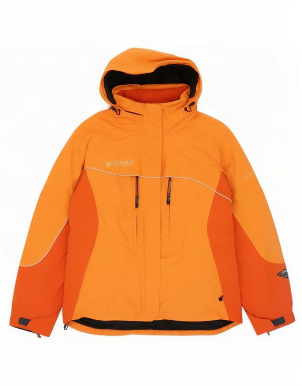 Columbia Dame Titanium Regnjakke UK 16 Large Orange Colourblock Nylon