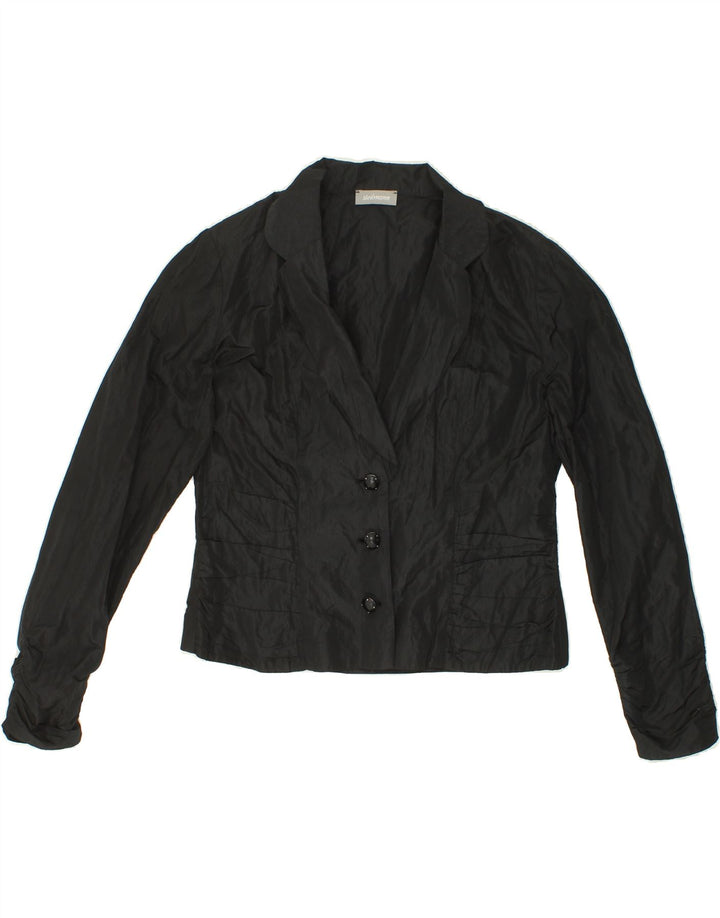 VINTAGE Womens 3 Button Blazer Jacket UK 16 Large Black Polyester Vintage Vintage and Second-Hand Vintage from Messina Hembry 