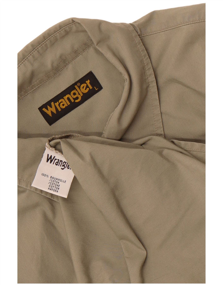 Wrangler Kortærmet Herreskjorte Stor Khaki Bomuld