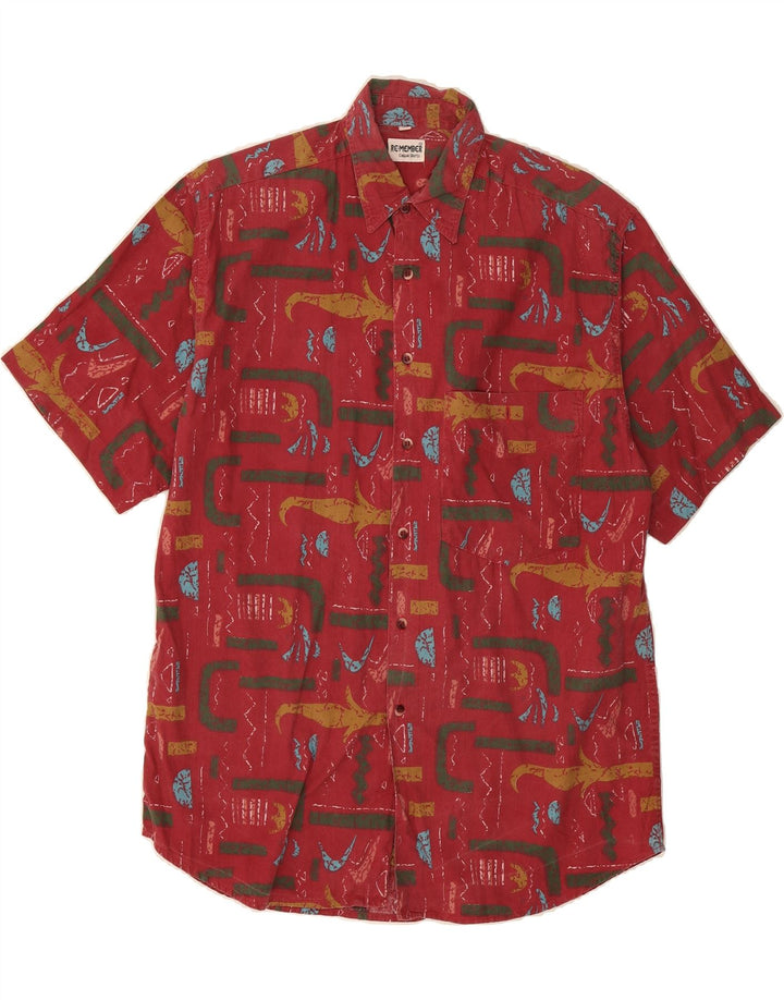 VINTAGE Mens Abstract Pattern Shirt Medium Red Vintage Vintage and Second-Hand Vintage from Messina Hembry 