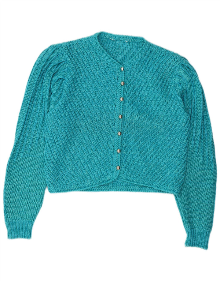 Vintage Dame Crop Cardigan Sweater UK 14 Medium Blue