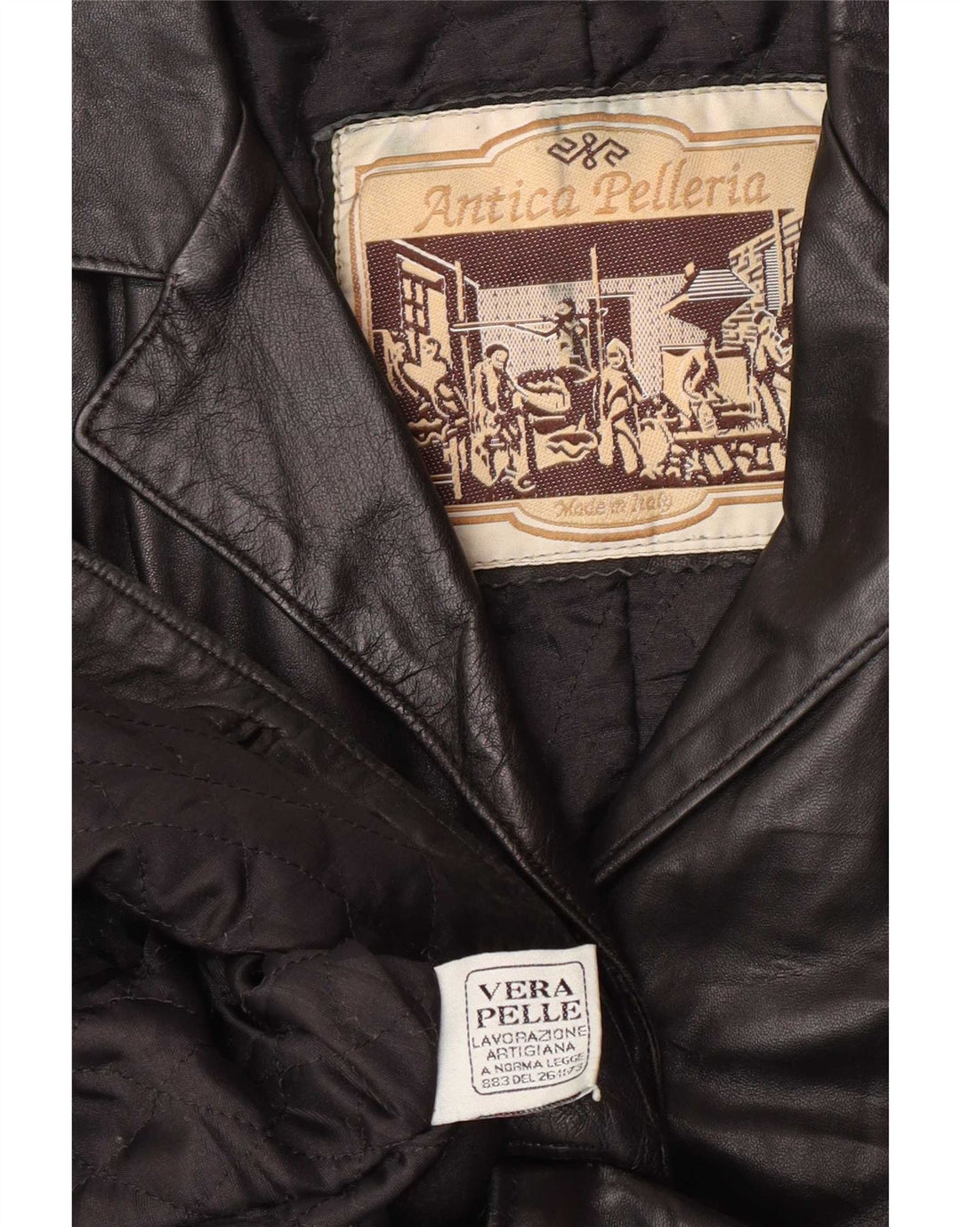 Antica Pelleria Dame 2 Knaps Læder Blazer Jakke IT 44 Medium Sort