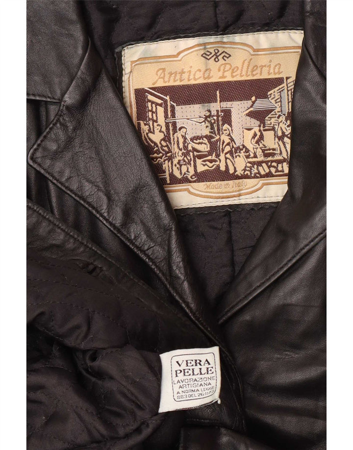 Antica Pelleria Dame 2 Knaps Læder Blazer Jakke IT 44 Medium Sort