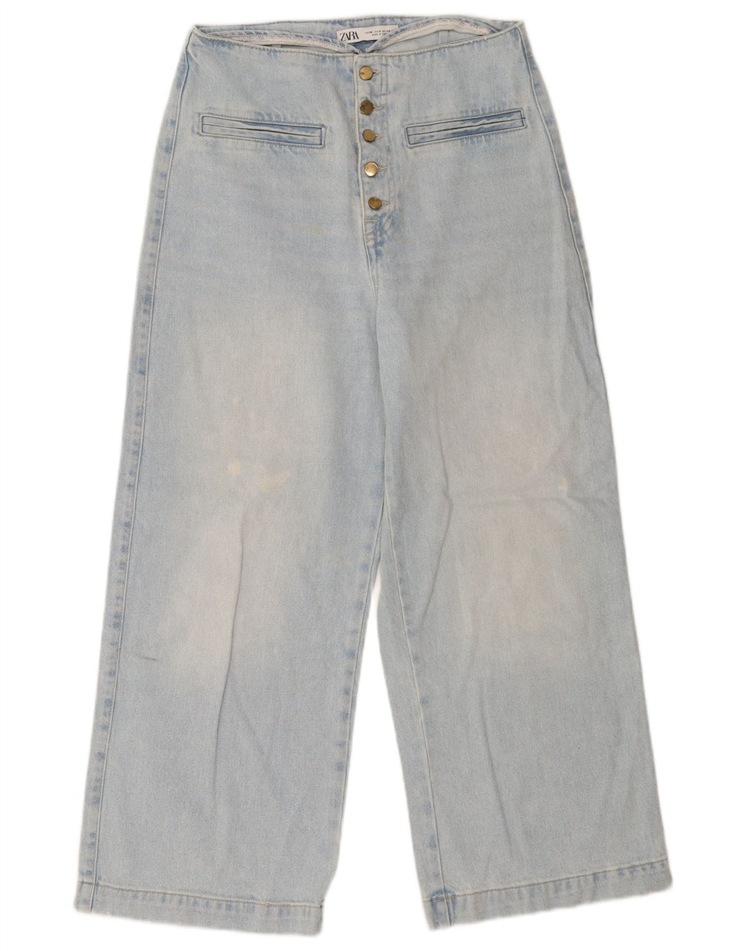 Zara Dame Jeans med brede ben EU 38 Small W28 L26 Blå