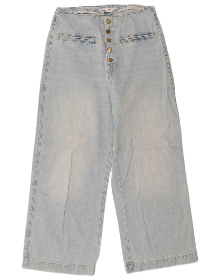 Zara Dame Jeans med brede ben EU 38 Small W28 L26 Blå